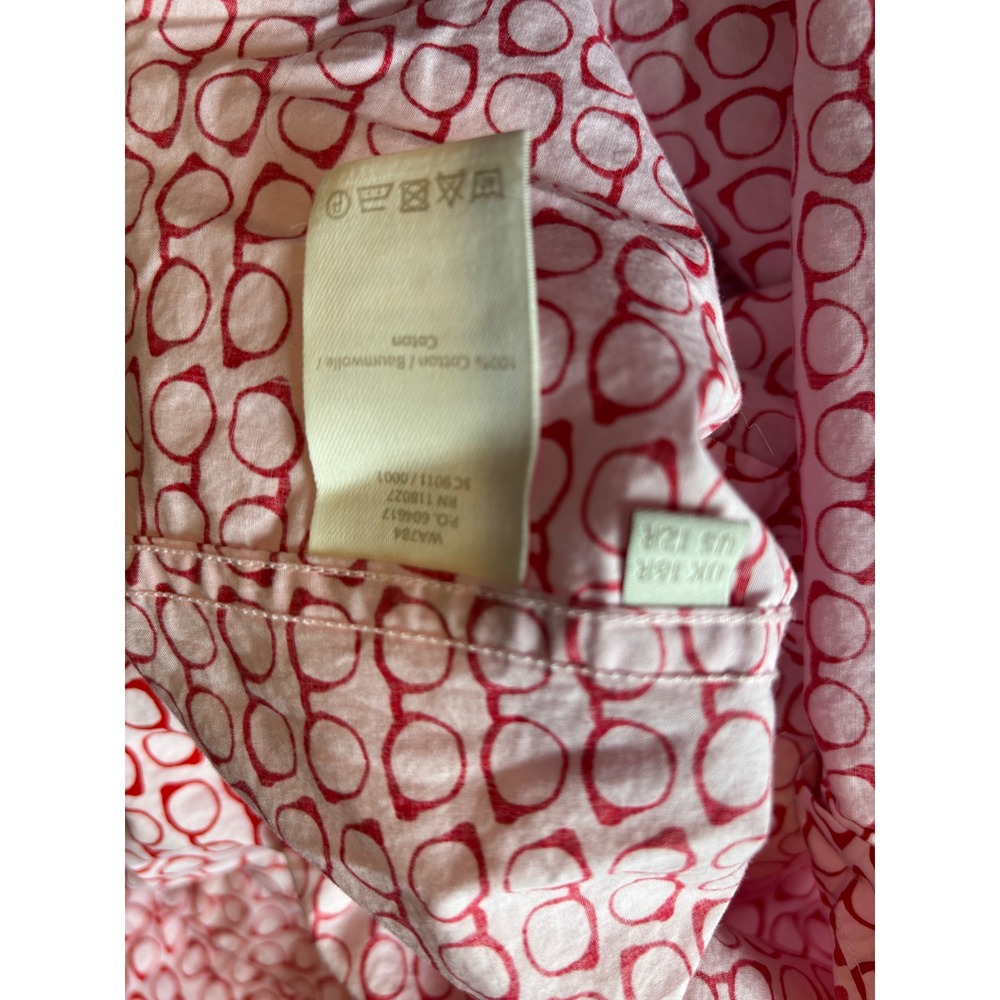 Boden The Classic Shirt Red White Eyeglasses Print Cotton Button Down US 12R - Picture 8 of 9